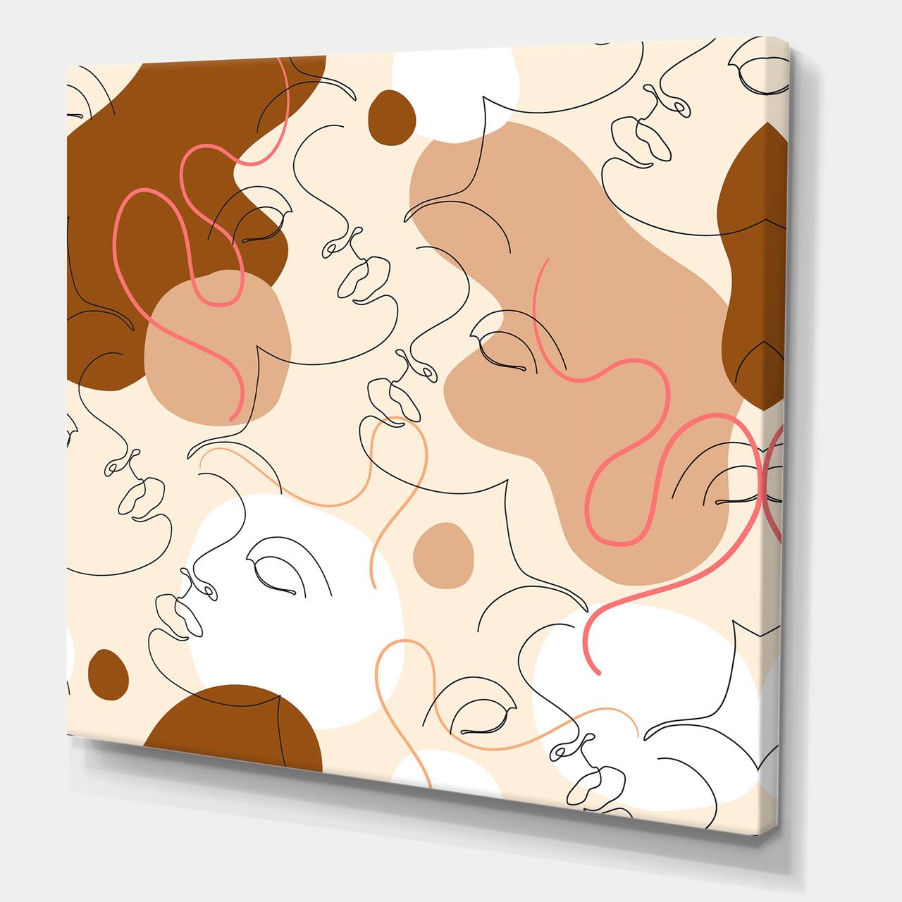 Designart - One Line Drawing Of Beautiful Woman - Modern Canvas Wall Art Print